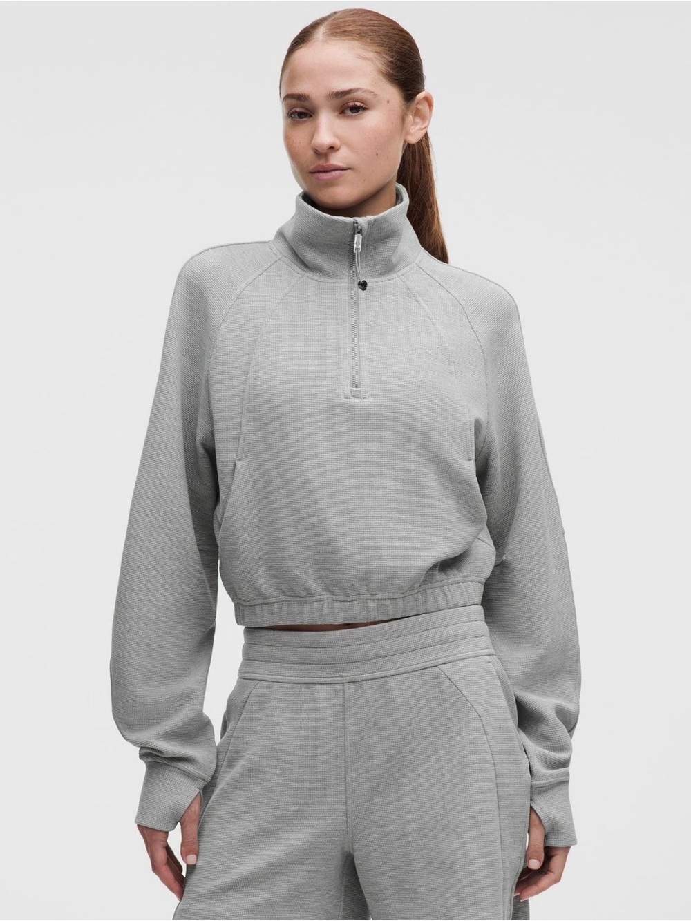 Lululemon Waffle Scuba Funnel Neck Half Zip Pullover Grey - Medium - Picture 12 of 15